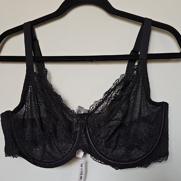 Adore Me Classic Black Lace Sheer Underwire Bra 42D NWT - Picture 1 of 9